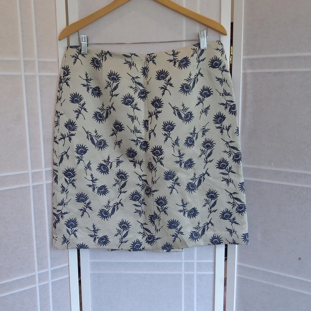 Tory Burch blue cream floral skirt
